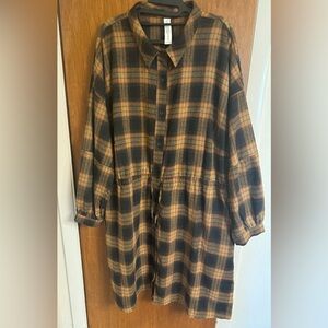 NWT Blooming Jelly Long Sleeved Fall Plaid Dress with Pockets, Size XXL